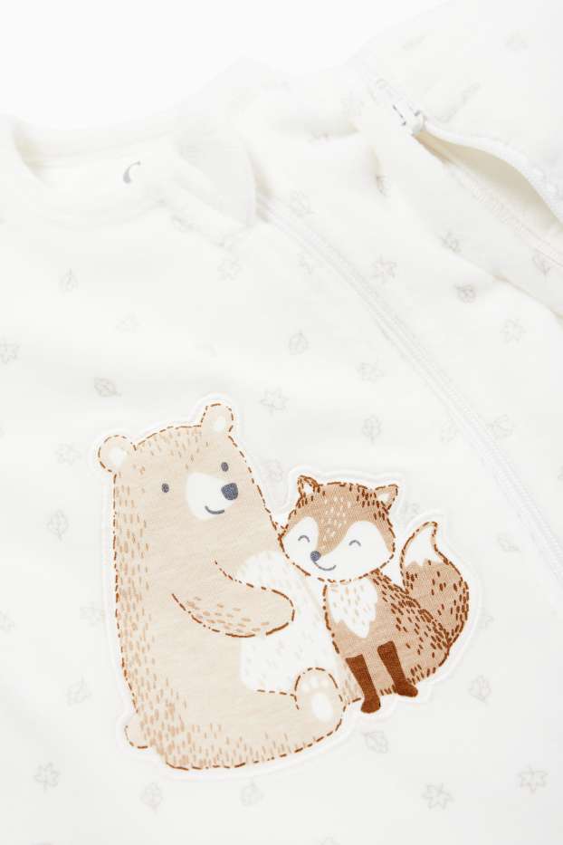 Bébés garçons - Ourson et renard - gigoteuse pour bébé - 0 à 6 mois - blanc crème