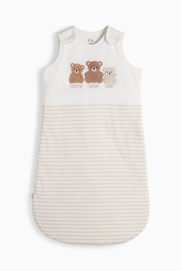 Unisex - Beertje - baby-slaapzak - 6 tot 18 maanden - gestreept - crème wit
