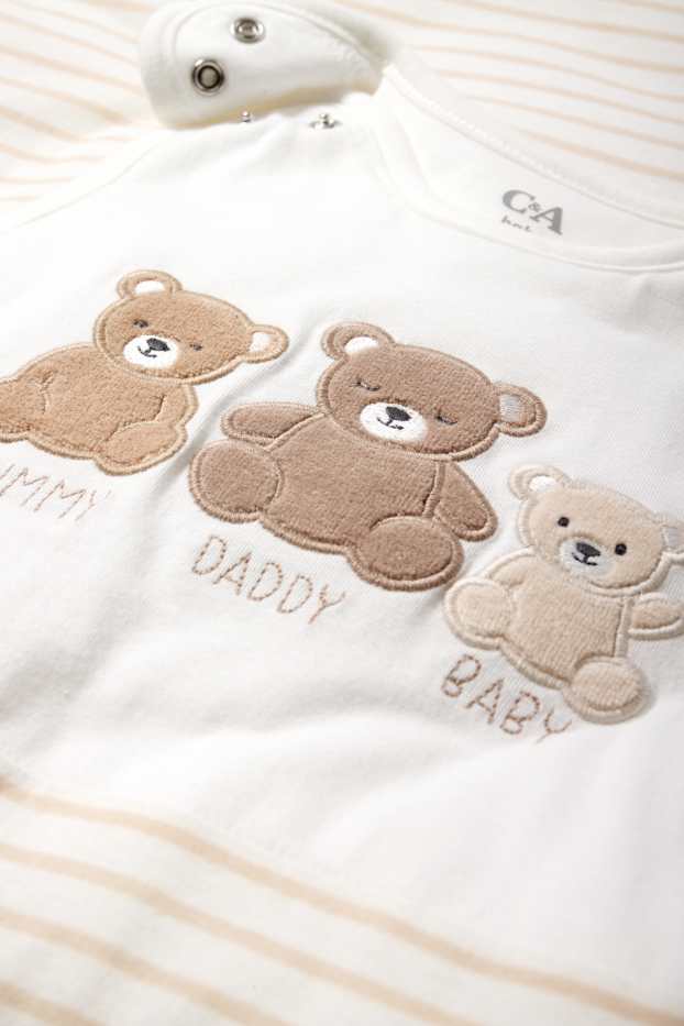 Unisex - Beertje - baby-slaapzak - 6 tot 18 maanden - gestreept - crème wit