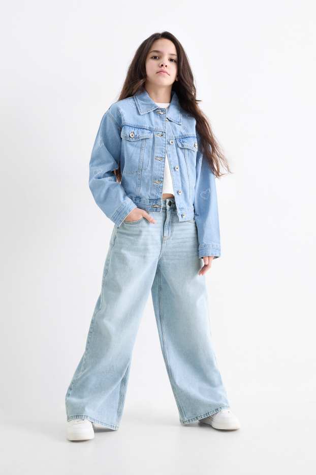 Kinder Mädchen - Wide Leg Jeans - helljeansblau