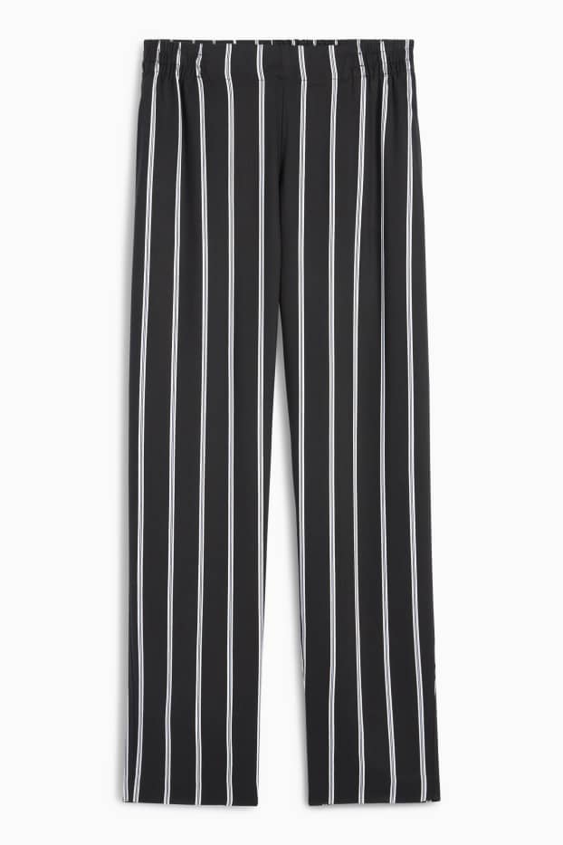 Dames - Pantalon - high waist - tapered fit - gestreept - zwart