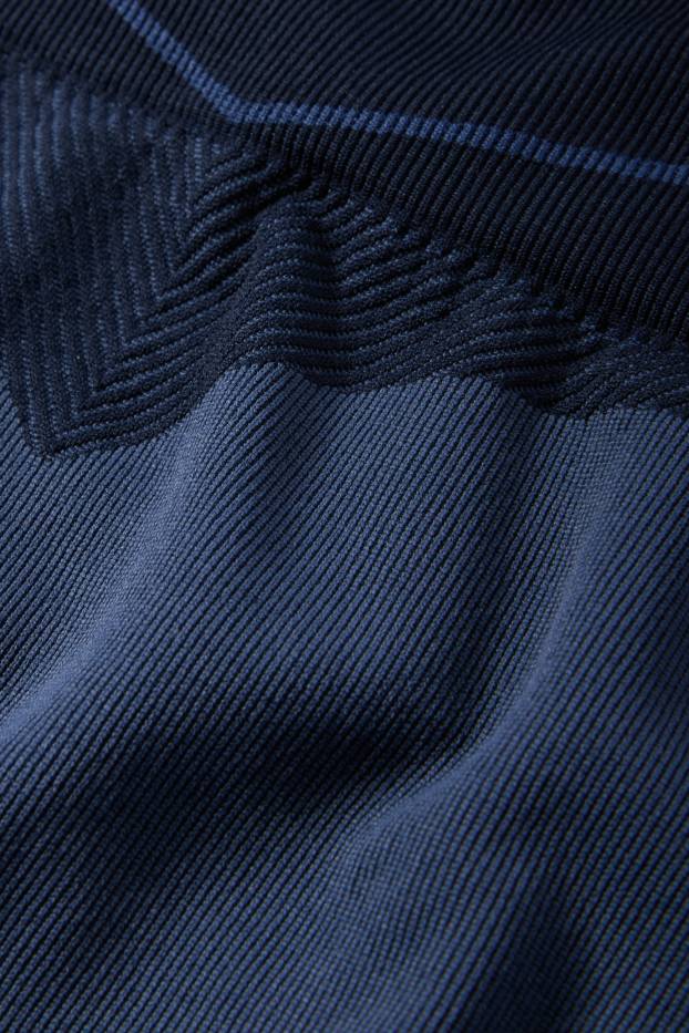 Femmes - Leggings de sport - finition côtelée - sans coutures - bleu foncé