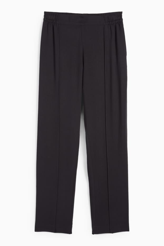 Damen - Stoffhose - High Waist - Tapered Fit - schwarz