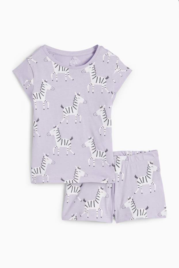 Copii - Fete - Zebră - pijama scurtă - 2 piese - violet deschis