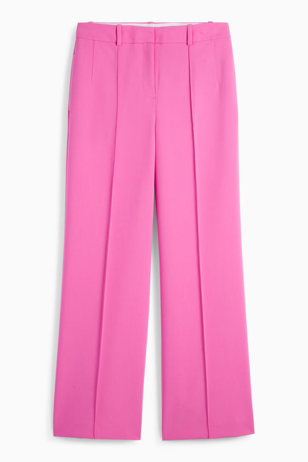 Women - Business trousers - high waist - wide leg - pink
