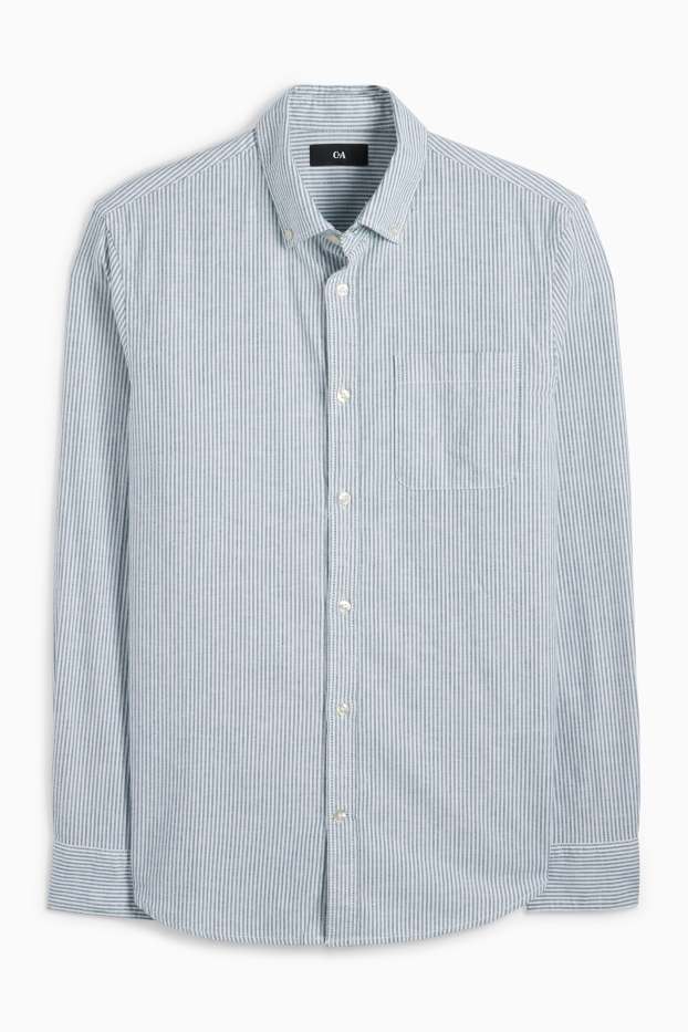 Men - Oxford shirt - regular fit - button-down collar - striped - mint green