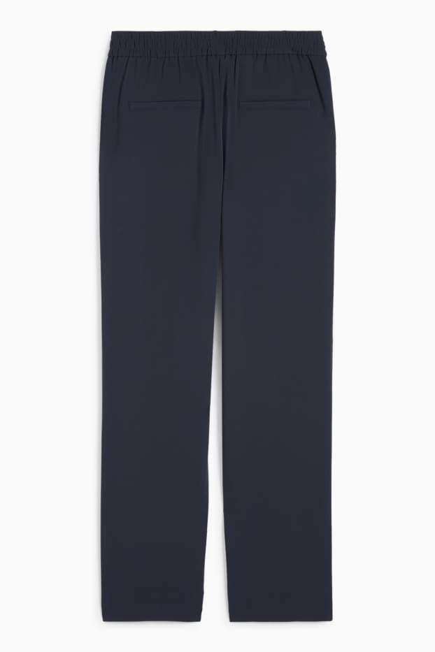 Femmes - Pantalon en toile - mid waist - tapered fit - bleu foncé