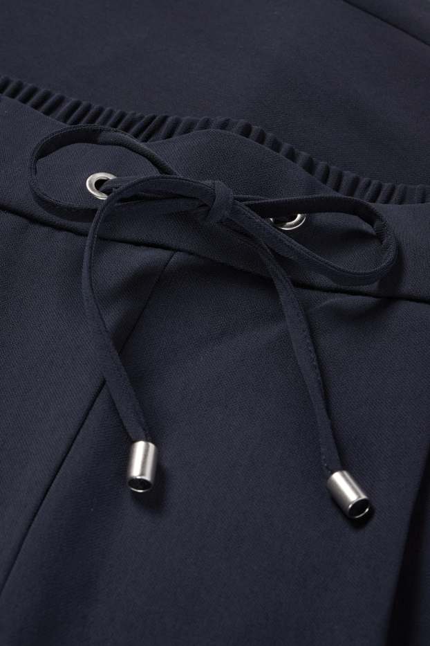 Femmes - Pantalon en toile - mid waist - tapered fit - bleu foncé