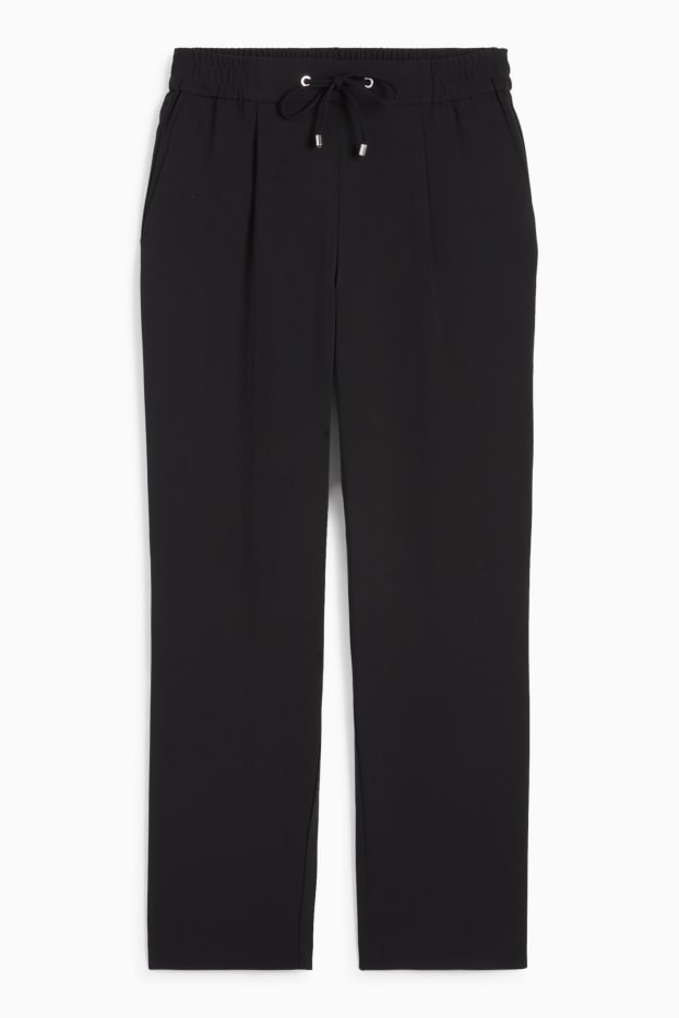 Damen - Stoffhose - Mid Waist - Tapered Fit - schwarz