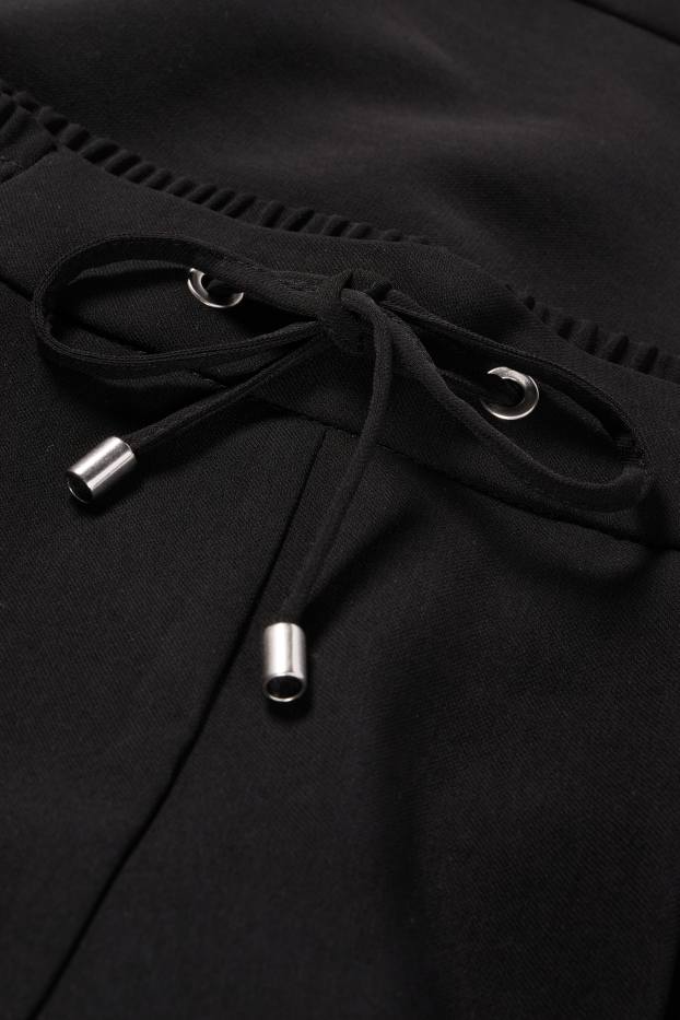 Damen - Stoffhose - Mid Waist - Tapered Fit - schwarz