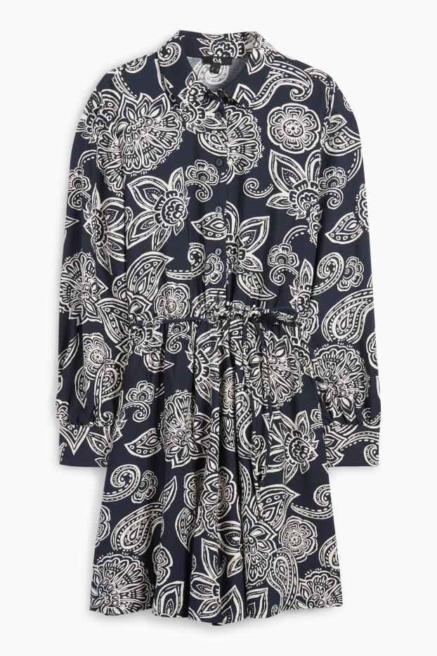 Donna - Vestito a blusa - fantasia - blu scuro