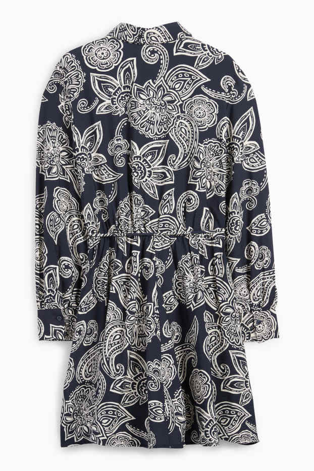 Donna - Vestito a blusa - fantasia - blu scuro