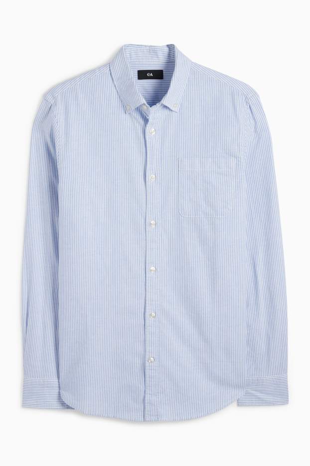 Uomo - Camicia Oxford - regular fit - button down - a righe - azzurro