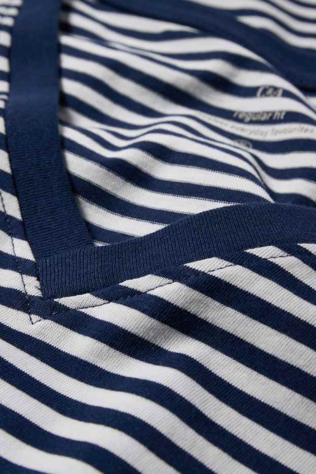 Femei - Tricou basic - regular fit - cu dungi - albastru închis / alb-crem