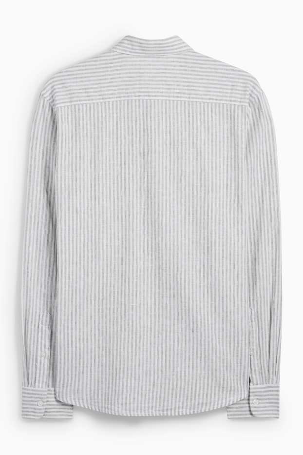 Hommes - Chemise - regular fit - col kent - lin mélangé - à rayures - gris clair