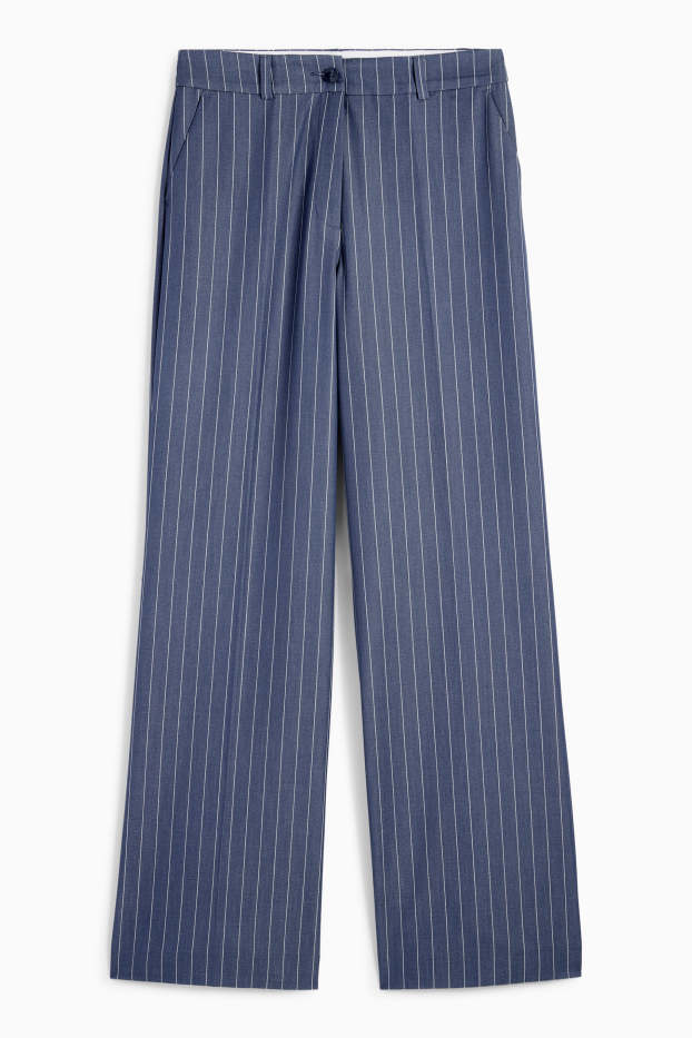 Femei - Pantaloni de stofă - talie medie - straight fit - dungi fine - albastru închis