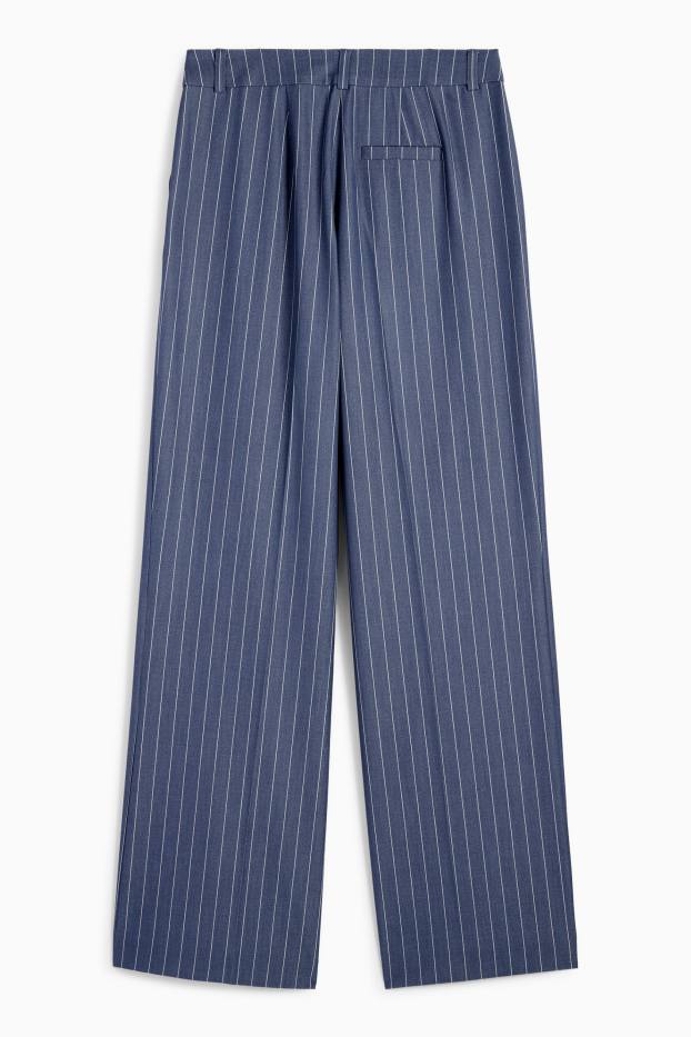 Femei - Pantaloni de stofă - talie medie - straight fit - dungi fine - albastru închis