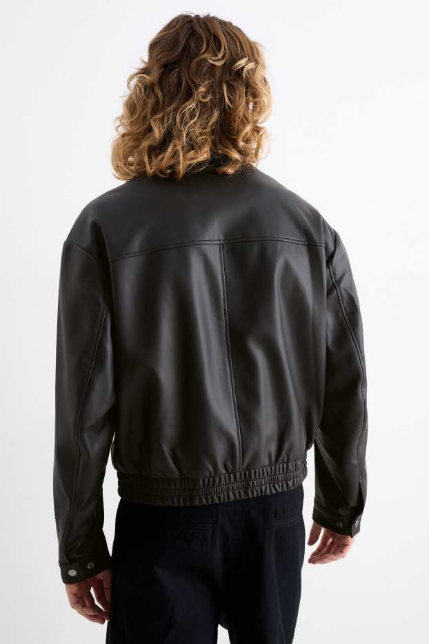 Men - Biker jacket - faux leather - black