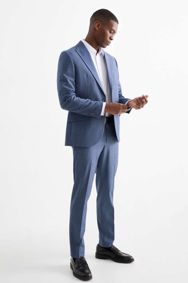 Pánské - Oblekové kalhoty - slim fit - Flex - tmavomodrá