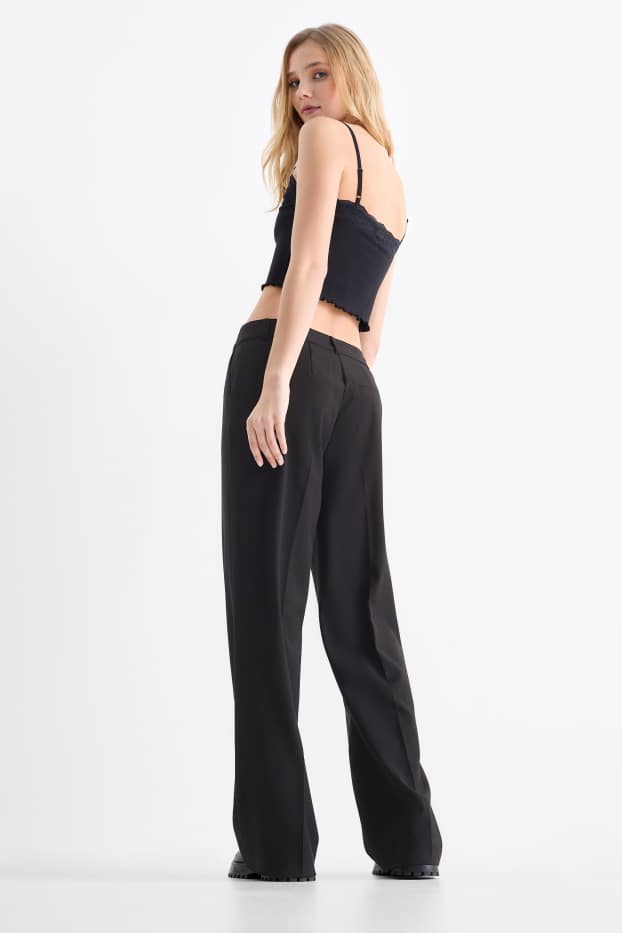 Femei - Pantaloni office - talie medie - straight fit - mix & match - negru