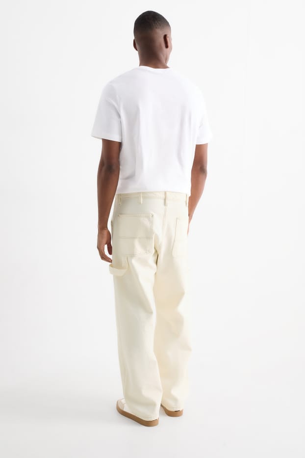 Heren - Relaxed jeans - licht beige