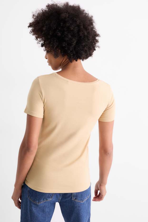 Dona - Samarreta de màniga curta - slim fit - beix