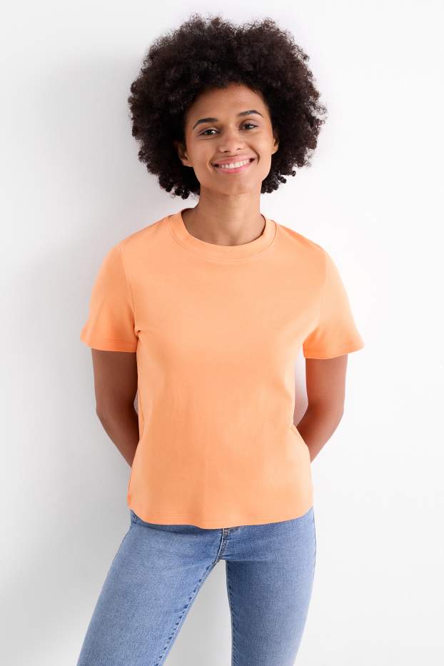 Dona - Samarreta de màniga curta - slim fit - taronja