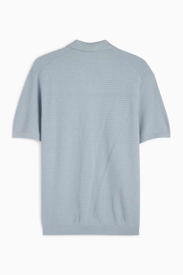 Herren - Strick-Poloshirt - Regular Fit - strukturiert - hellblau
