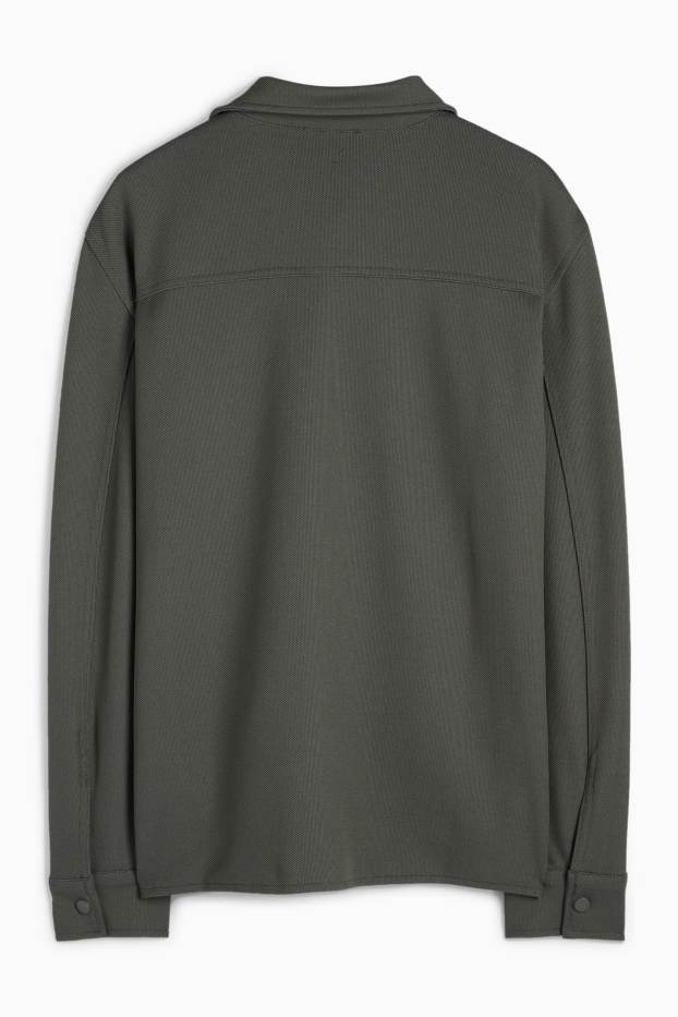 Hommes - Veste-chemise - relaxed fit - col kent - texturée - gris