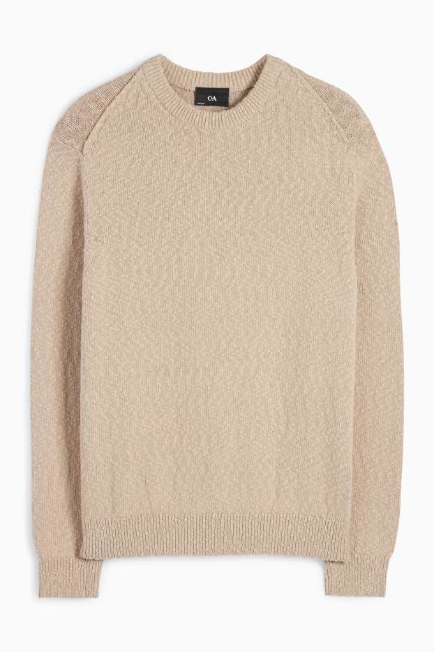 Men - Jumper - textured - beige