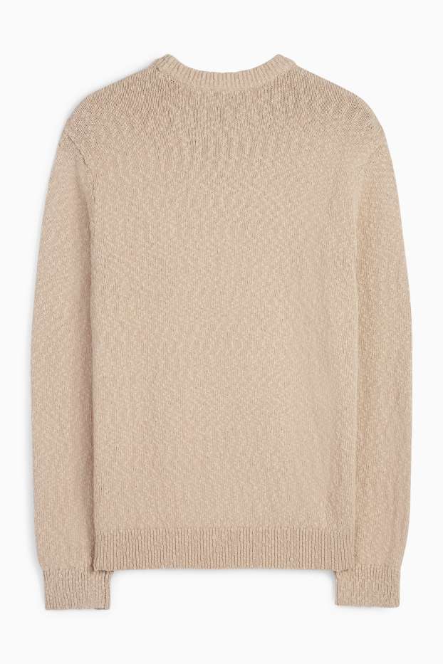 Men - Jumper - textured - beige