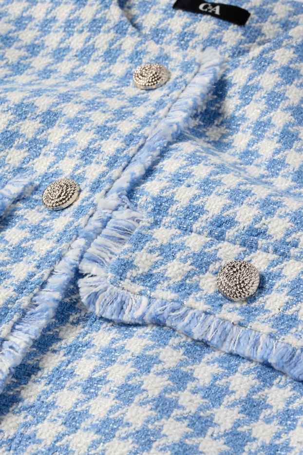 Damen - Jacke - kariert - weiß / hellblau