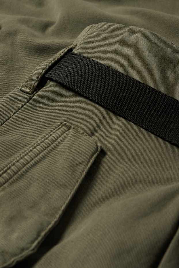 Femmes - Pantalon cargo - high waist - tapered fit - vert foncé