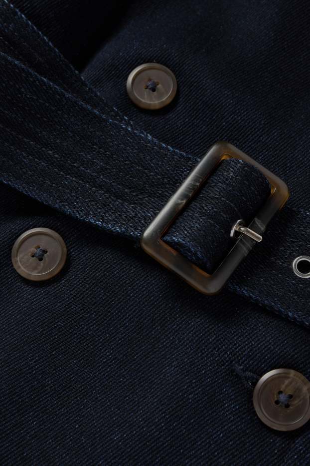 Dames - Denim trenchcoat - jeansdonkerblauw