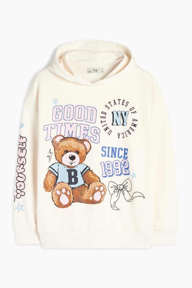 Kinder Mädchen - Bär - Hoodie - cremeweiß