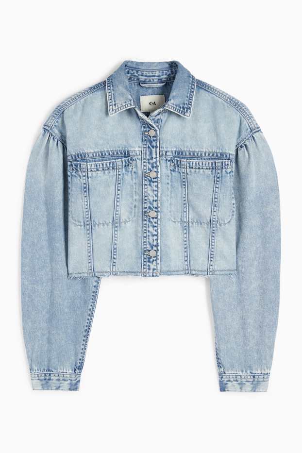 Damen - Crop Jeansjacke - helljeansblau