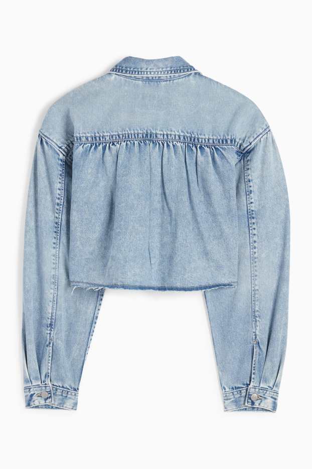 Damen - Crop Jeansjacke - helljeansblau