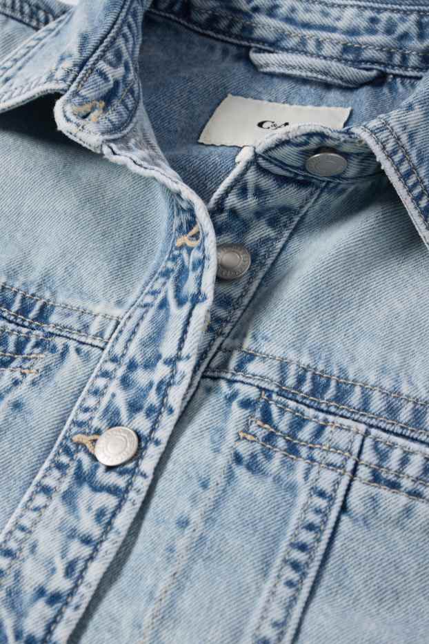 Damen - Crop Jeansjacke - helljeansblau