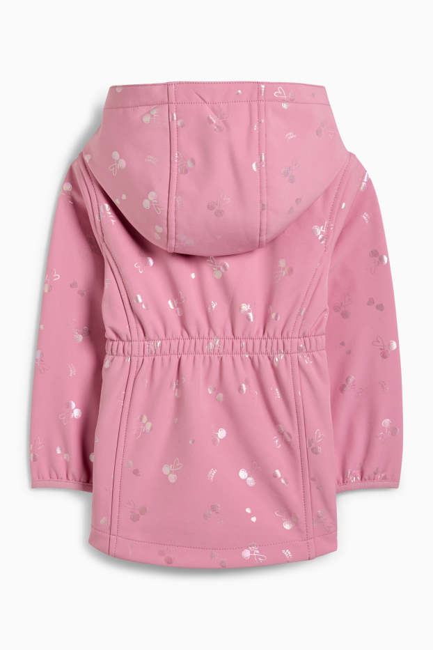 Kinder Mädchen - Kirsche - Softshelljacke mit Kapuze - wasserdicht - pink