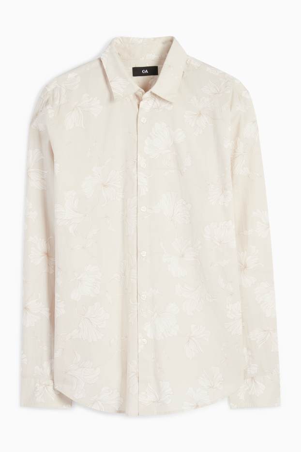 Herren - Hemd - Regular Fit - Kent - gemustert - hellbeige