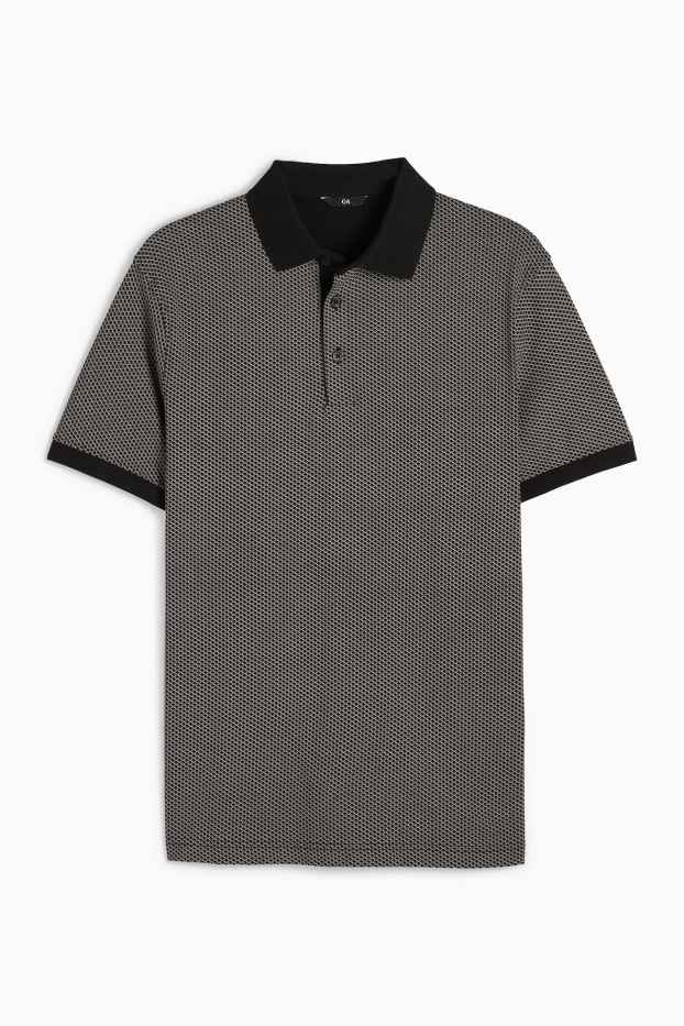 Herren - Poloshirt - kariert - schwarz