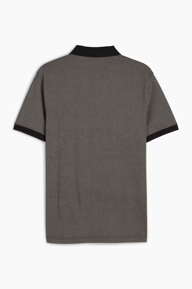 Herren - Poloshirt - kariert - schwarz