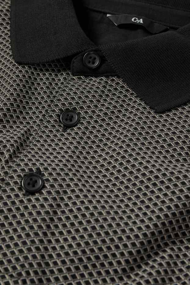 Herren - Poloshirt - kariert - schwarz