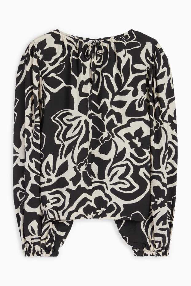 Women - Blouse - floral - black / beige