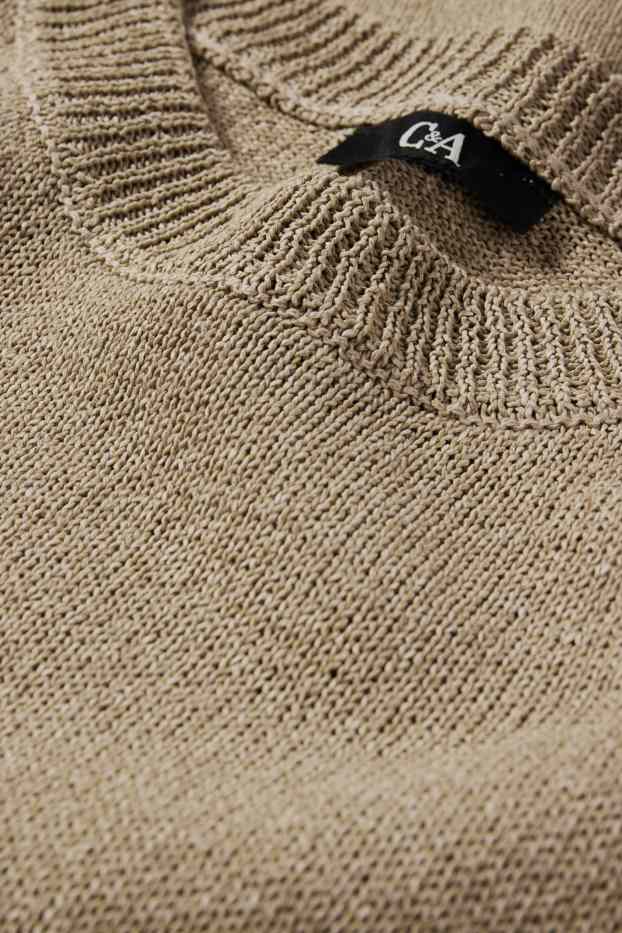 Femmes - Pull en maille - manches courtes - beige