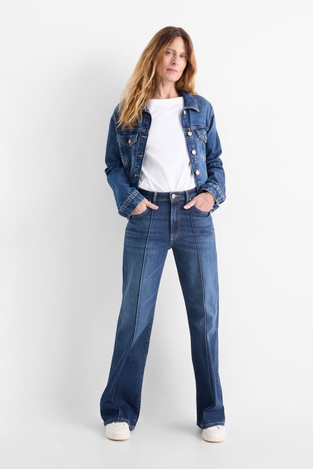 Femmes - Wide leg jean - high waist - jean bleu