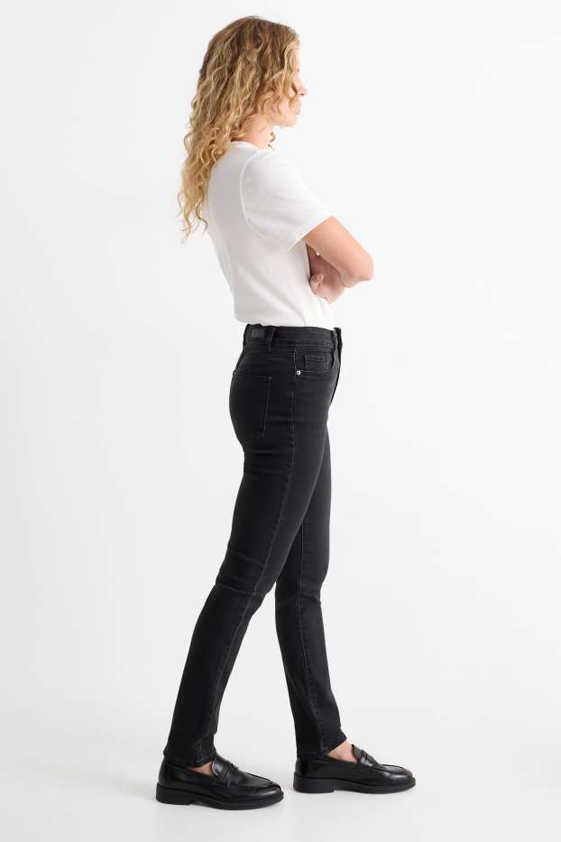 Women - Slim jeans - high waist - denim-dark gray