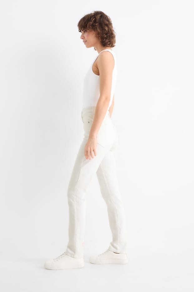 Damen - Slim Jeans - High Waist - LYCRA® - cremeweiss