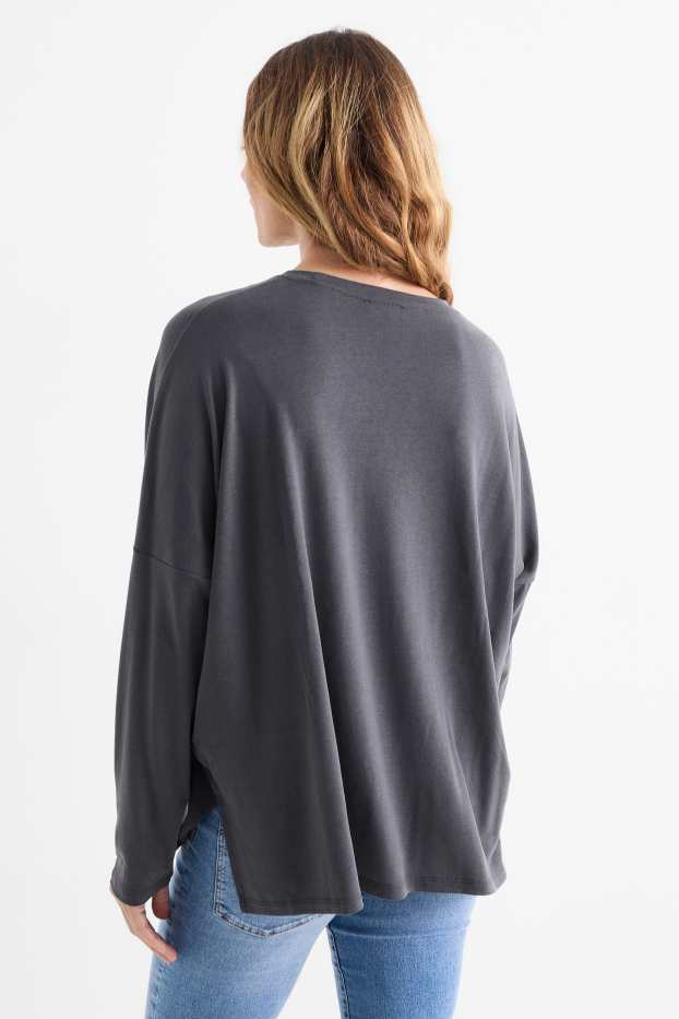 Damen - Basic-Langarmshirt - dunkelgrau