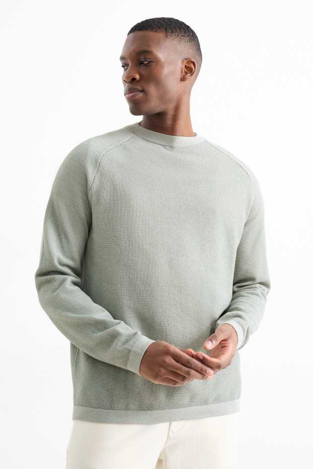 Hommes - Pull - texturé - vert menthe